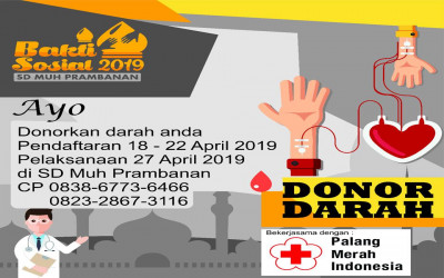 SD Muhammadiyah Prambanan bekerja sama dengan UTD PMI Cabang Sleman